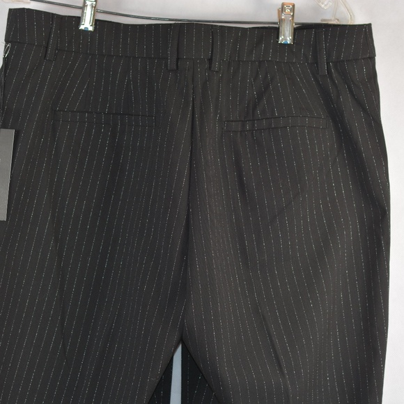 Silver Foil Pinstripe Black Pants SZ 12 RACHEL ZOE NWT - Picture 8 of 9